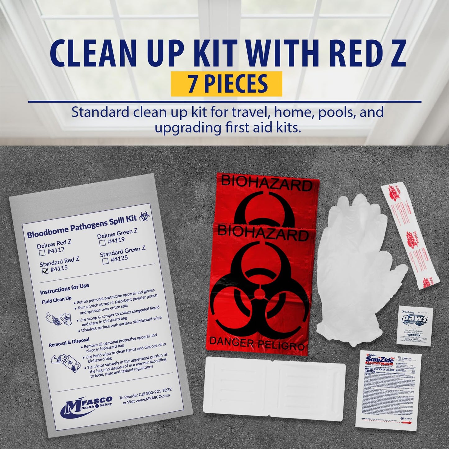 MFASCO Vomit & Bodily Fluid Clean Up Kit - Blood Spill Kits, Body Fluid Spill Kit - Comprehensive Cleanup Solution for Health Hazards and Ready First Aid Kit Spill Management