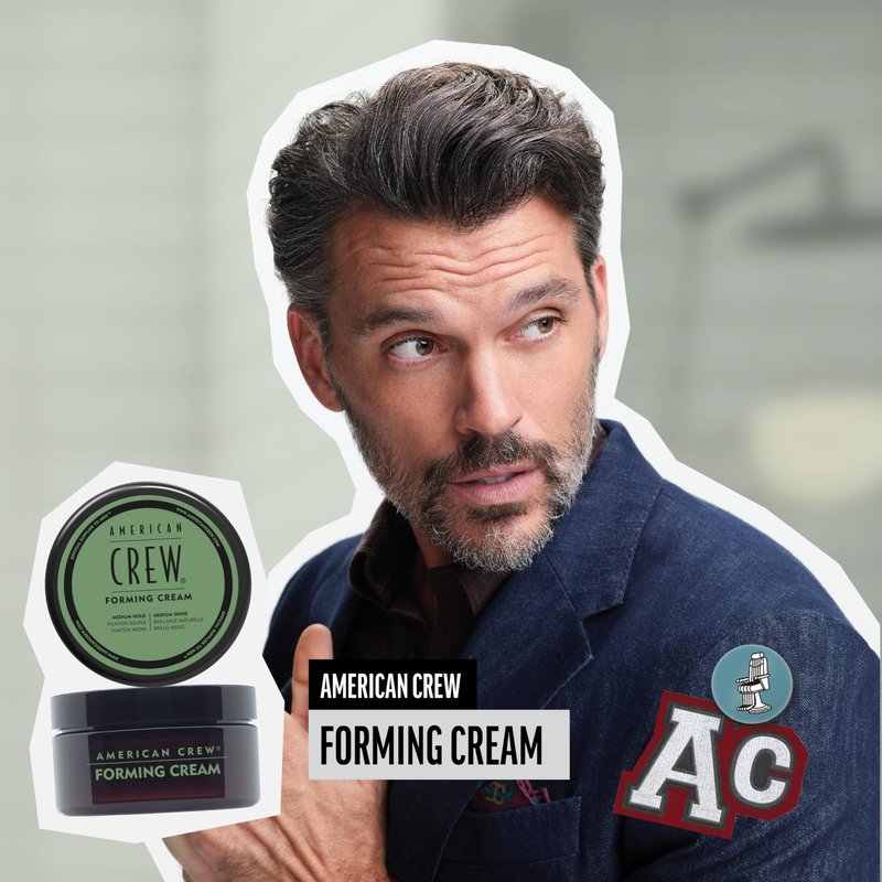 AMERICAN CREW Men's Hair Forming Cream, Like Styling Gel with Medium Hold & Shine, Travel Size, 1.7 oz