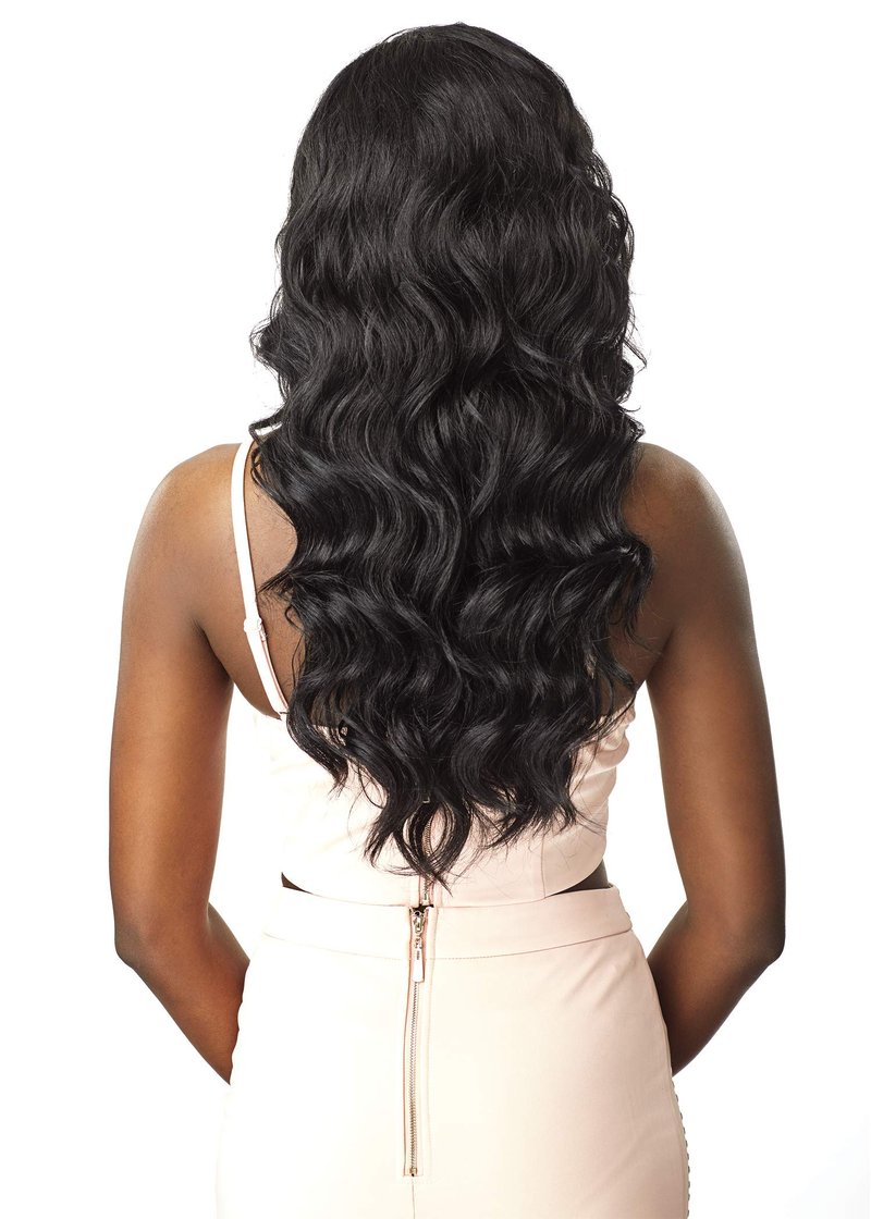 Sensationnel Instant Weave Half Wig - Dee Synthetic Wig Cap for Seamless Hair Blending (1B OFFBLACK)