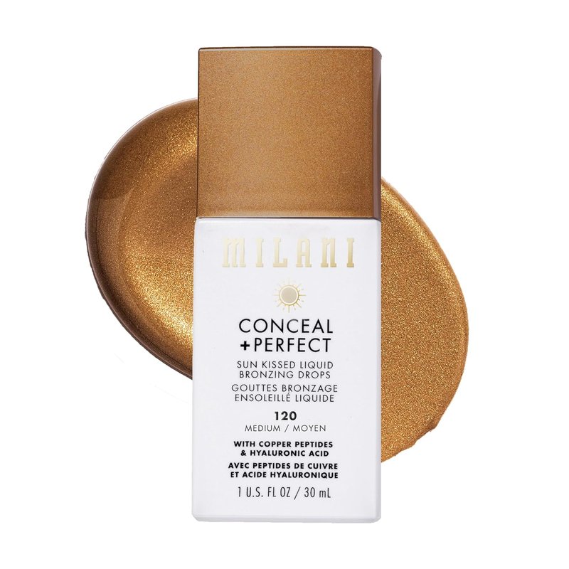 Milani Bronzer - Sun Kiss Bronzing Drops | Weightless Liquid Bronzer with Hydration & Peptides - Medium