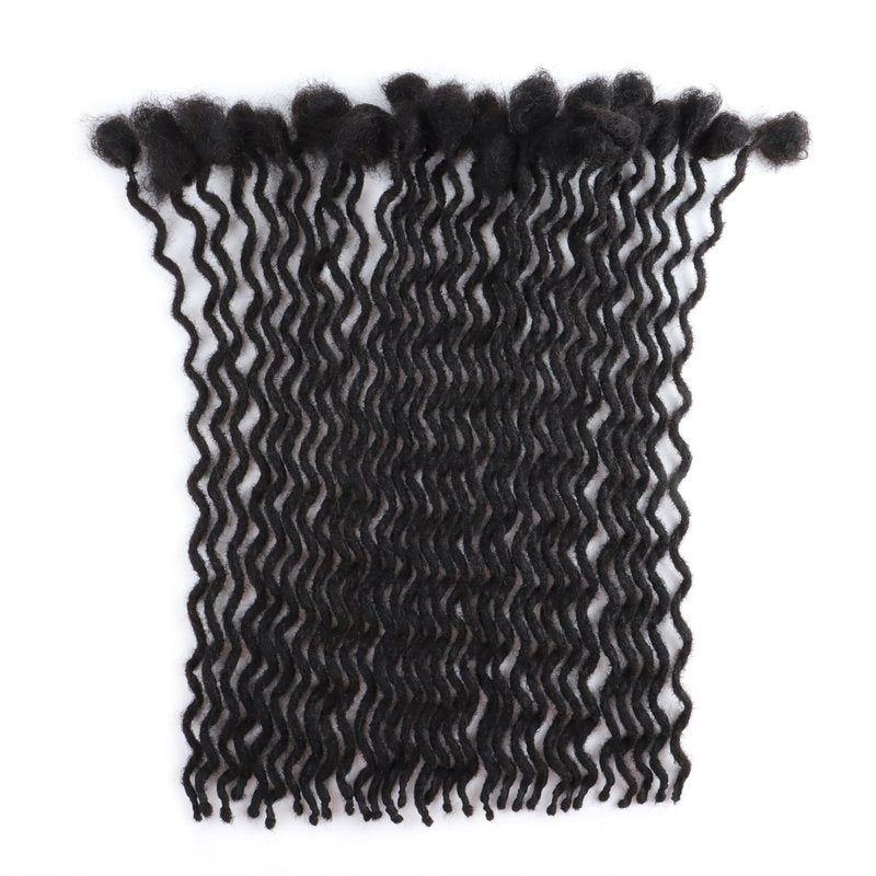 Curly Wave Loc Extensions Human Hair 0.4cm&0.6cm width 6-18inch 10,30 strands 100% human hair locs extensions for men women Handmade Permanent Dread Extensions0.6cm 12inch 10strands
