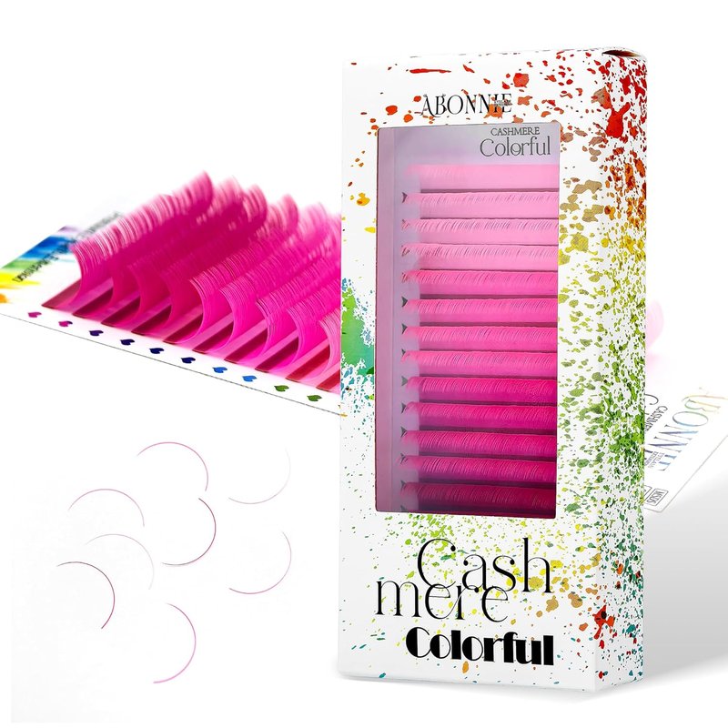 Colored Lash Extensions - 16 Rows Cashmere 0.07 D Curl | 12mm Pink Gradient for Professionals
