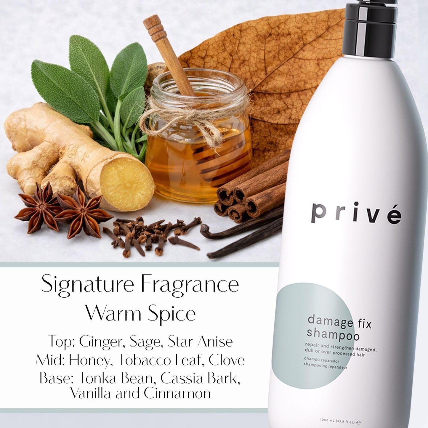 Privé Damage Fix Hair Shampoo for Women & Men - Sulfate-Free Repair Shampoo for Damaged Hair - Strengthening & Moisturizing Formula for Dry, Dull & Over-Processed Strands (12 oz)