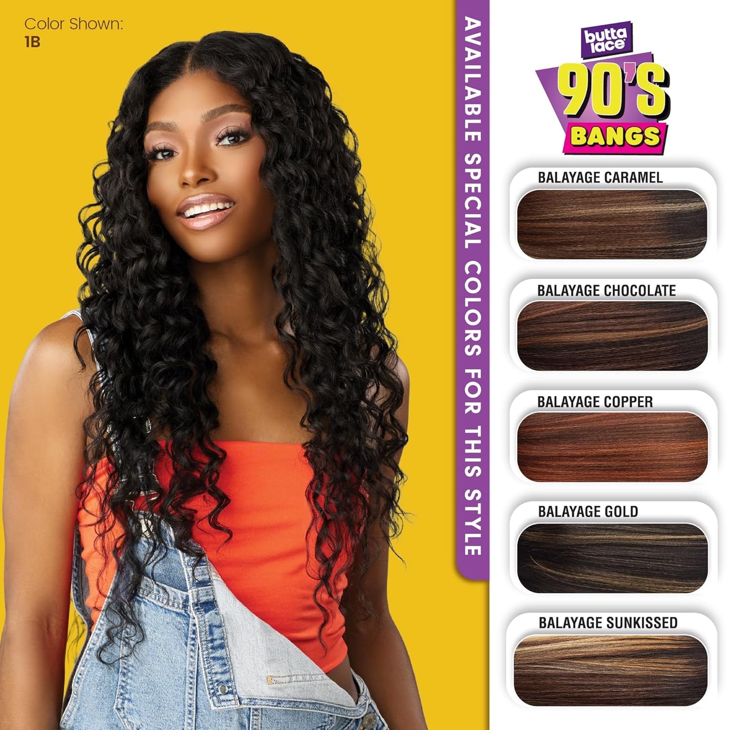 Sensationnel Butta Lace 90S Bangs Wig - Glueless Synthetic Hair with Deep Center Part | Balayage Gold