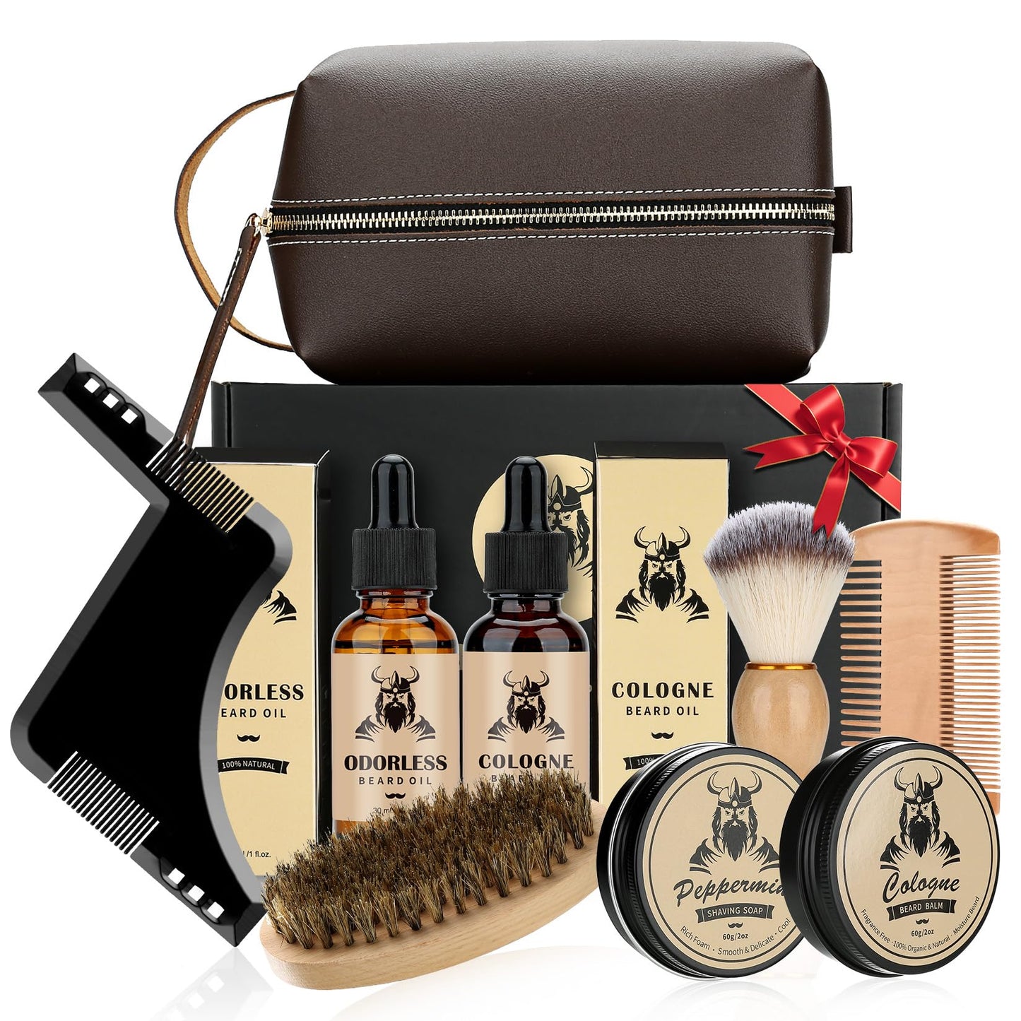 Beard Care Kit Fathers Day Gifts for Men, 9 Pcs Ultimate Beard Grooming Set