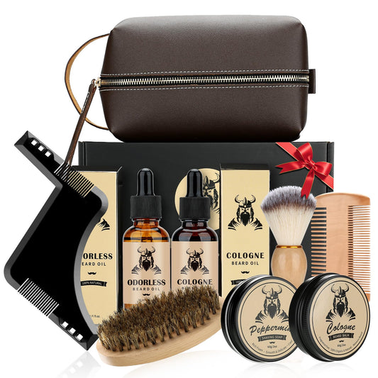 Beard Care Kit Fathers Day Gifts for Men, 9 Pcs Ultimate Beard Grooming Set