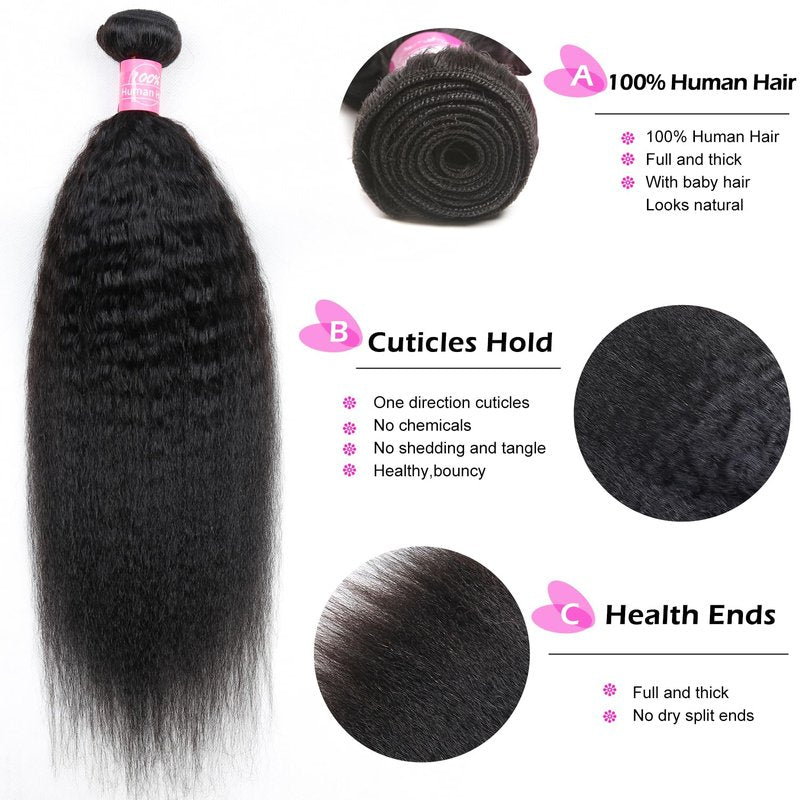 Kinky Straight Bundles Human Hair Brazilian 12A Kinky Straight Unprocessed Virgin Human Hair Bundles 28 Inch 1 Bundles 100g