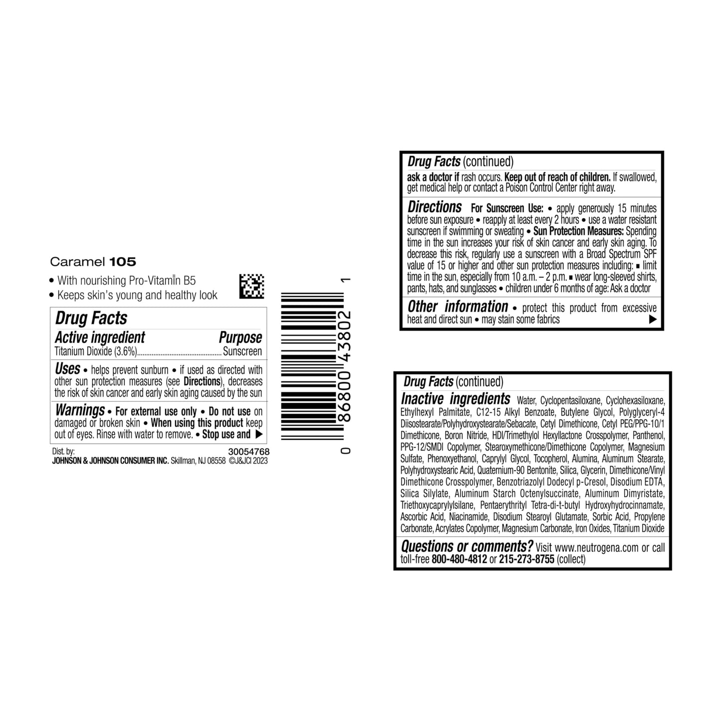 Neutrogena Healthy Skin Liquid Foundation Makeup with Broad Spectrum SPF 20 Sunscreen, Lightweight, Medium Coverage Makeup with Sunscreen and Pro-Vitamin B5, Caramel 105, 1 fl. oz