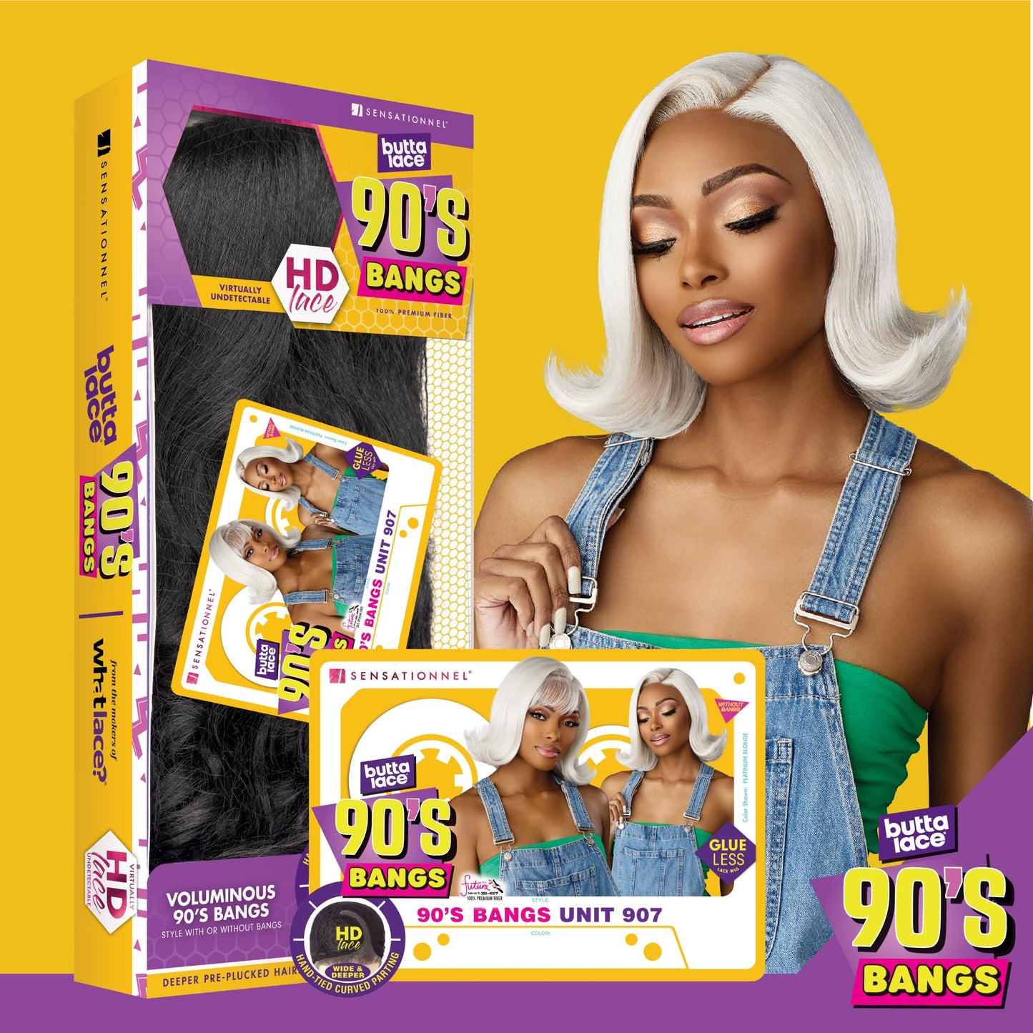 Sensationnel Butta Lace 90s Bangs Wig-Unit 907, 1 JETBLACK