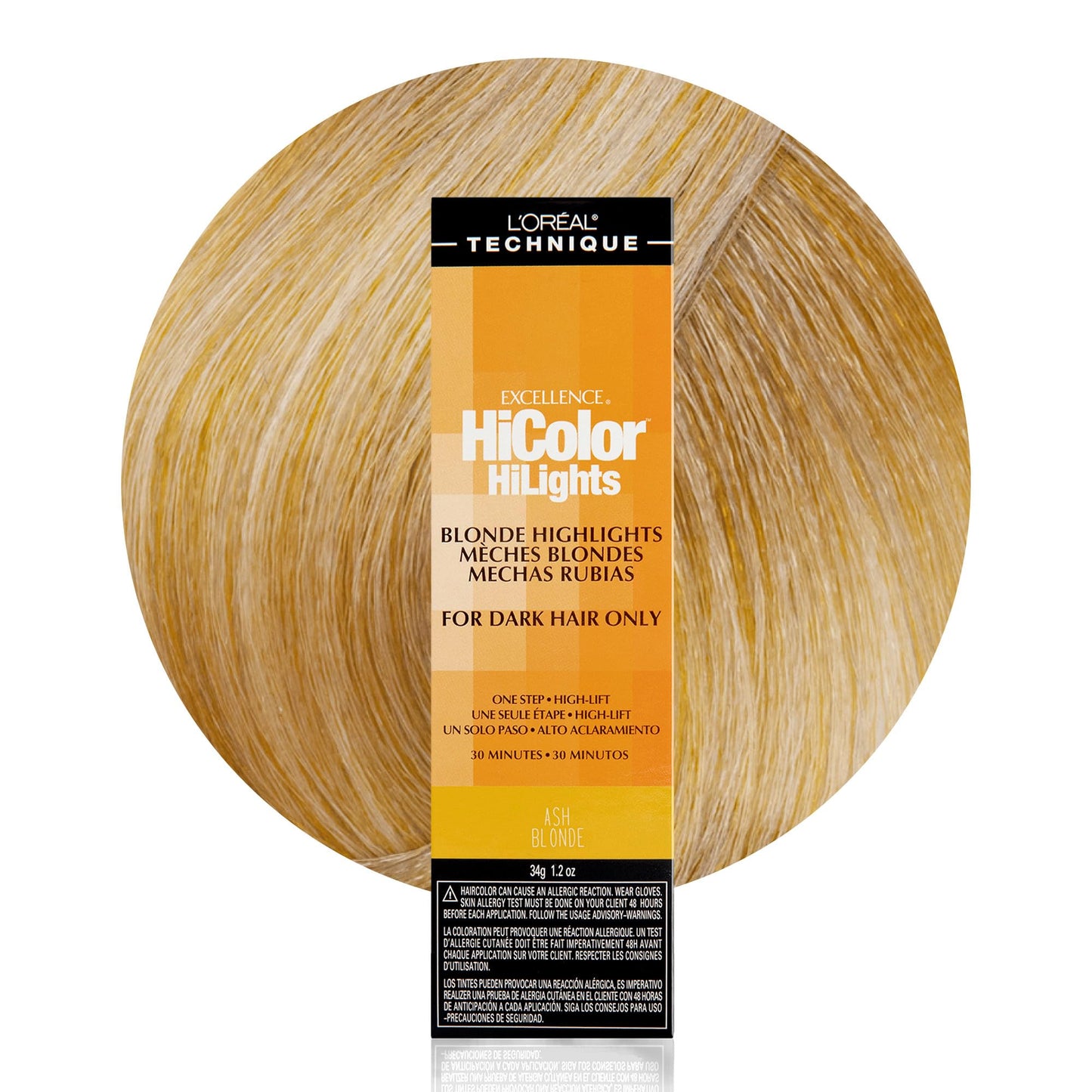 L'Oréal Technique HiColor Blonde HiLights Permanent Hair Color for Dark Hair - Intense Blonde Highlights, No Pre-Lightening Required, No-Drip Creme, Quick Processing Time, Ash Blnd