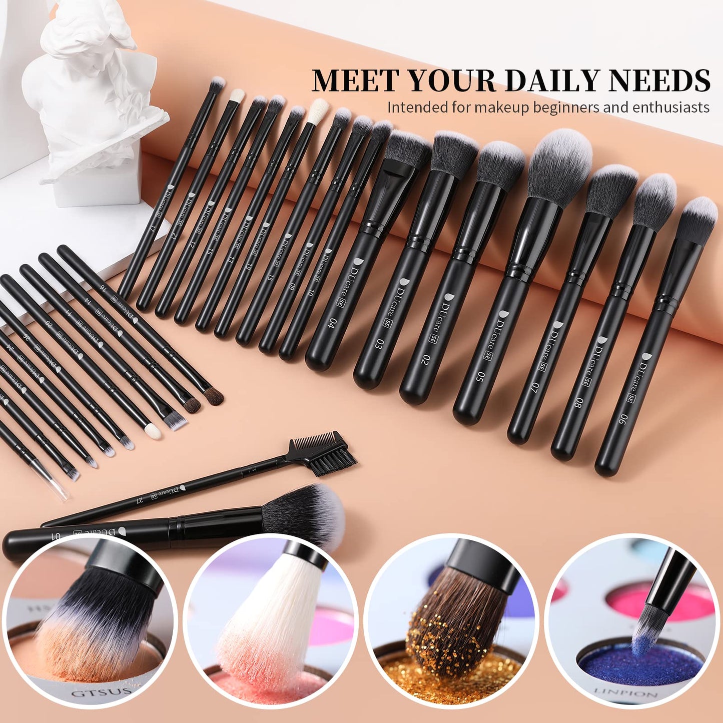 DUcare Professional Makeup Brushes +Makeup Blender Sponge