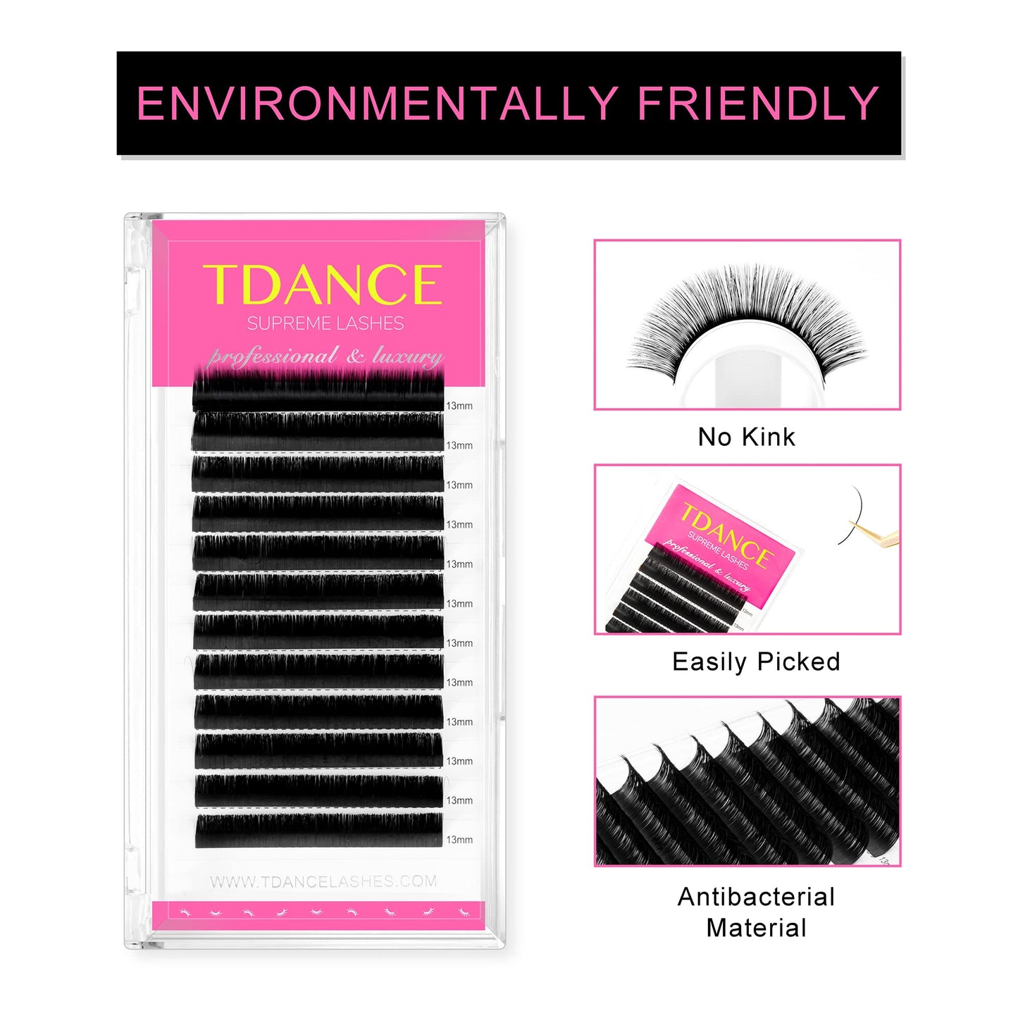TDANCE Lash Extension Matte Black Eyelash Extension C CC D DD J B L Curl Volume & Classic Lash Extensions 0.03-0.18mm Thickness Professional Salon Use(0.18-CC,16 mm)