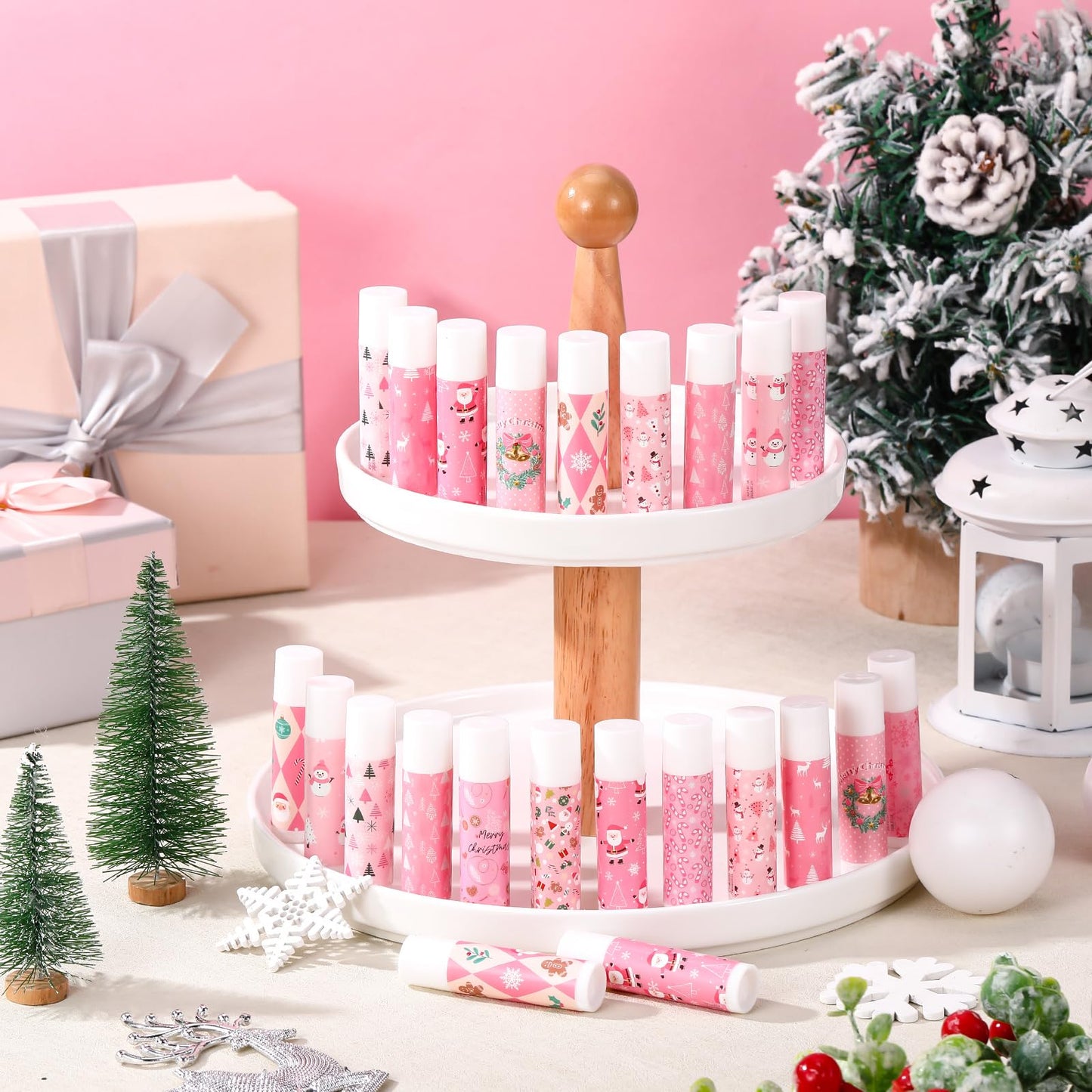 Maxcheck 48 Pcs Christmas Lip Balm Bulk Mini Candy Cane Lip Balm Moisturizing Gift Christmas Stocking Stuffers for Xmas Party Gifts Coworker Staff Employee Appreciation Gifts(Sweet Xmas)