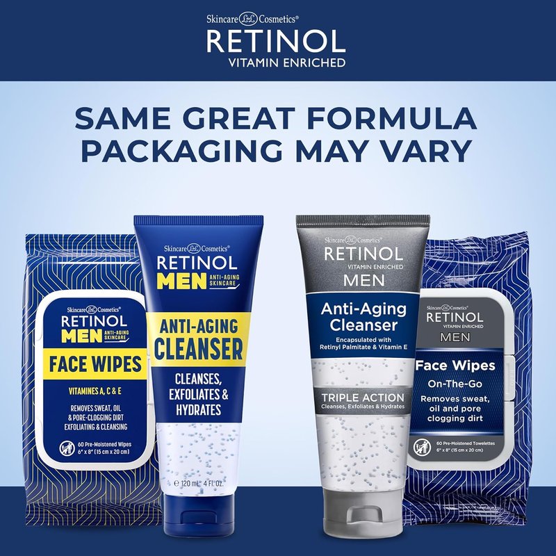 Retinol Men's Gel Cleanser - Exfoliating Anti-Aging Formula for Improved Skin Texture | Removes Dirt & Oil
