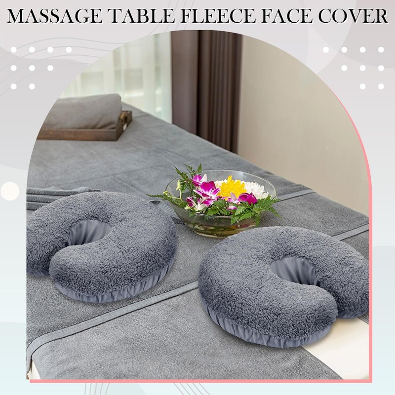 Mixweer 2 Pcs Massage Face Cradle Cover Fleece Massage Table Headrest Cover 14.6'' x 13'' Beauty Bed Headrest Pillow Pad, Exclude Pillow Insert(Gray)