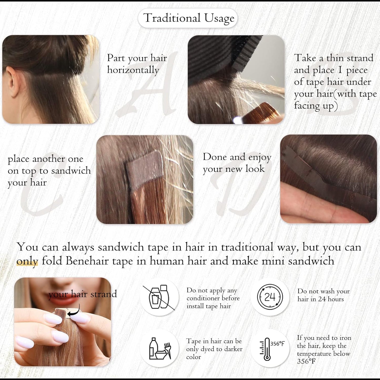 Tape-In Hair Extensions - 20pcs Human Hair Seamless Weft - #27 Dark Blonde, 16" Length