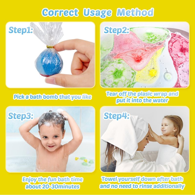 Yekery Bath Bombs for Kids with Toy Inside, 30 PCS Natrual and Organic Bubble Bath Bombs with Glow-in-The-Dark Surprise Inside, Perfect Handmade Birthday, Party, for Boys and Girls.