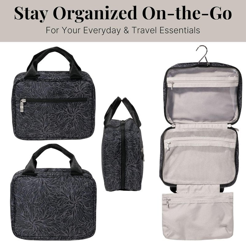 Baggallini Hanging Travel Toiletry Kit - Compact Organizer for Toiletries | Lightweight & Durable