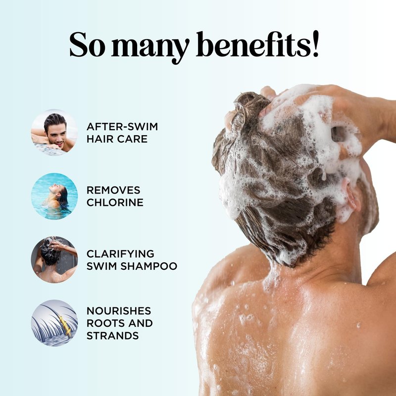 After Swim Shampoo and Conditioner Set - Chlorine Shampoo and Conditioner for Swimmers with Tea Tree and Rosemary Oil - Clarifying Shampoo for Hard Water Chlorine and Saltwater with Replenishing Oils