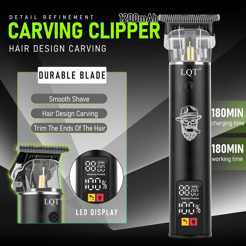 Professional Cordless Hair Clippers for Men - Wireless Hair Cutting Kit with LCD Display | Rechargeable Trimmers Set