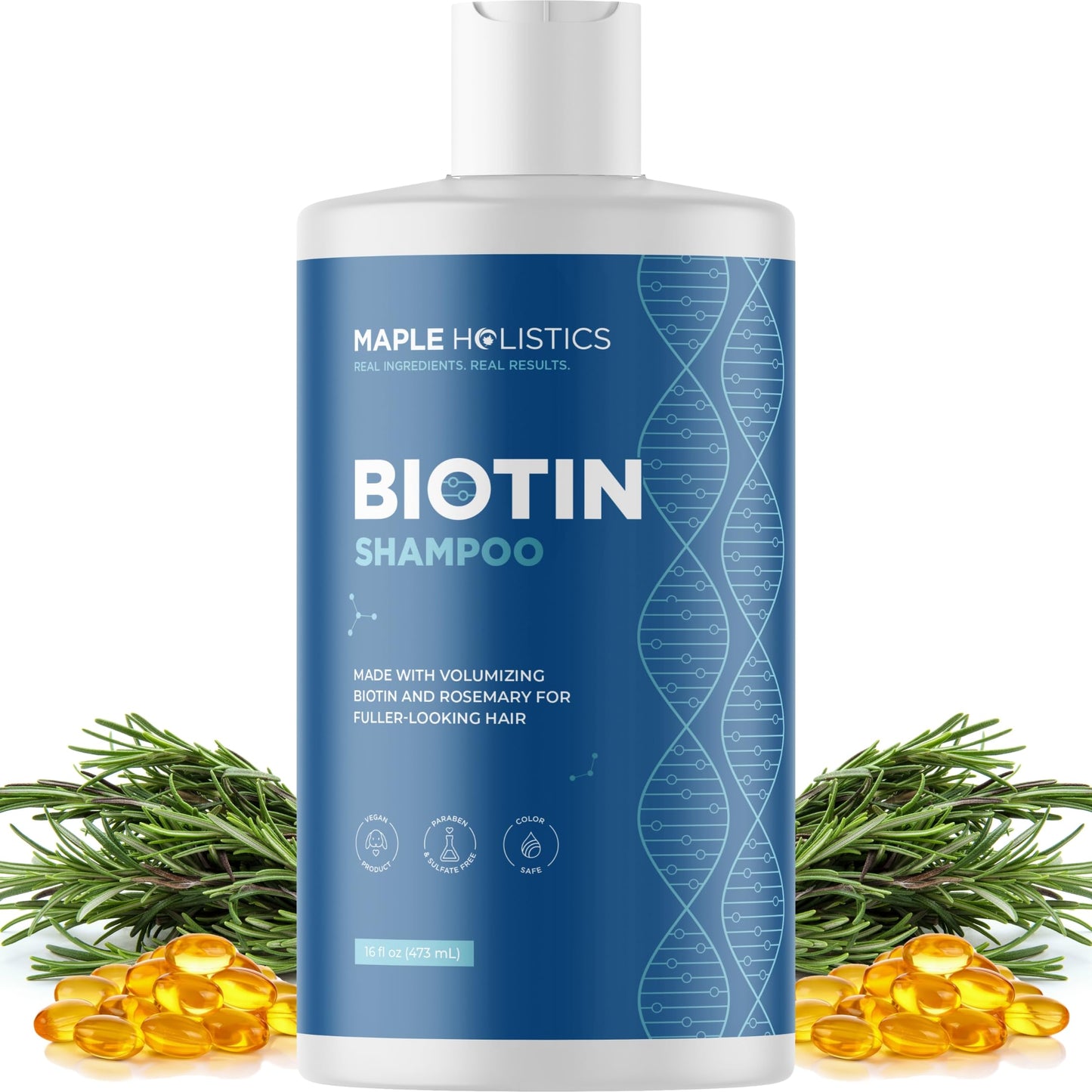 Vegan Biotin Shampoo and Biotin Hair Oil Bundle - Large Hair Thickening Shampoo and Biotin Hair Growth Serum Set for Dry Damaged Hair and Growth with Castor and Rosemary Oil for Hair Growth