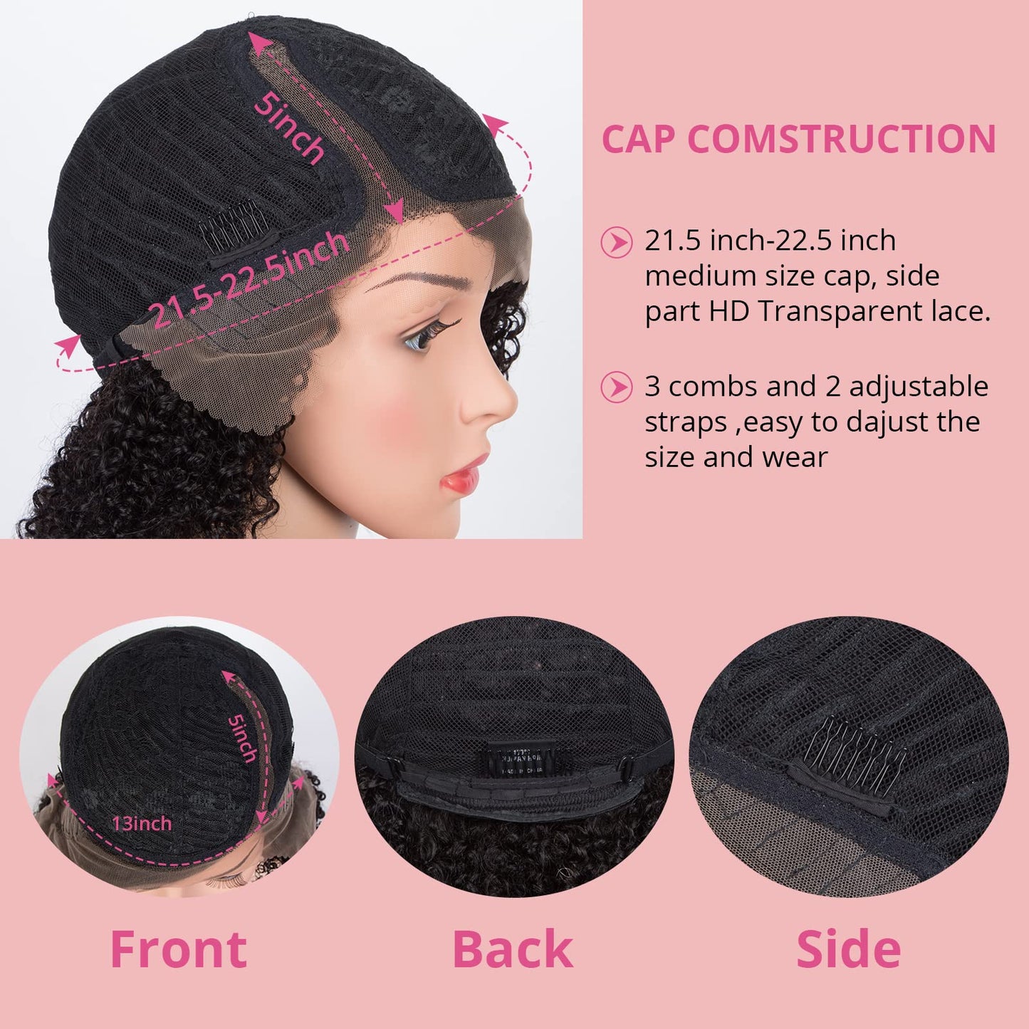 Short Curly Human Hair Lace Front Wigs for Black Women 13x5 HD Lace Side Part Wigs Pre Plucked Brazilian Virgin Human Hair Wigs with Baby Hair 150% Density Ombre Highlight Brown (12 inch)