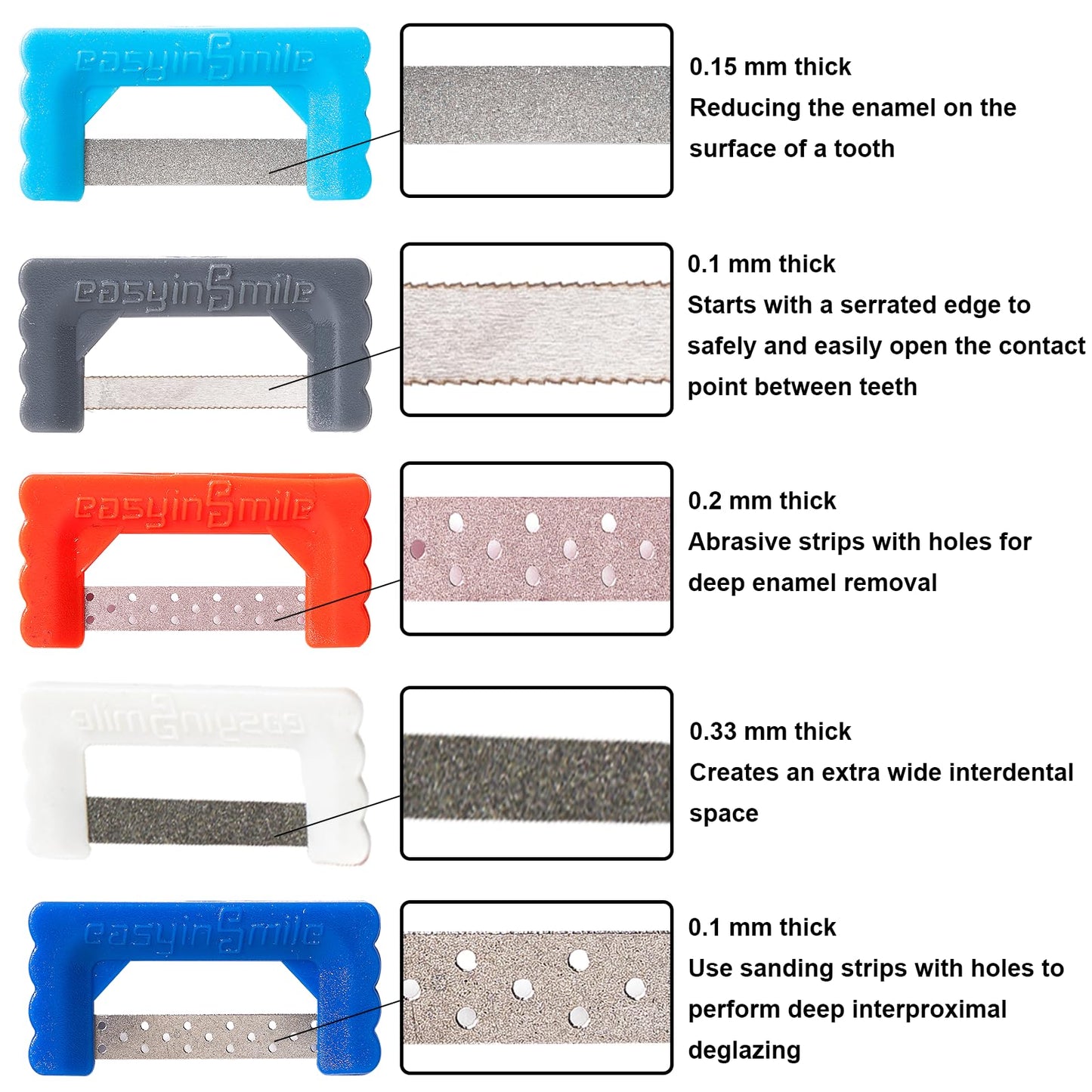 HARMONYDENT Dental IPR Strip System Orthodontic Adjacent Surface Unglazing Strip Aesthetic Repair System Strip Pack of 10 (Deep)