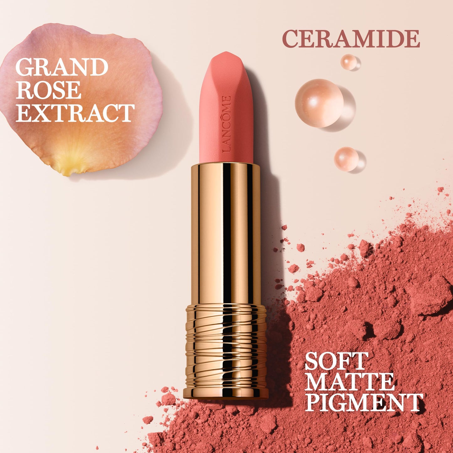 Lancôme L'Absolu Rouge Intimatte Hydrating Matte Lipstick - Buildable & Lightweight Formula with a Soft Matte Finish - Up To 24HR Comfort - 525 French Bisou