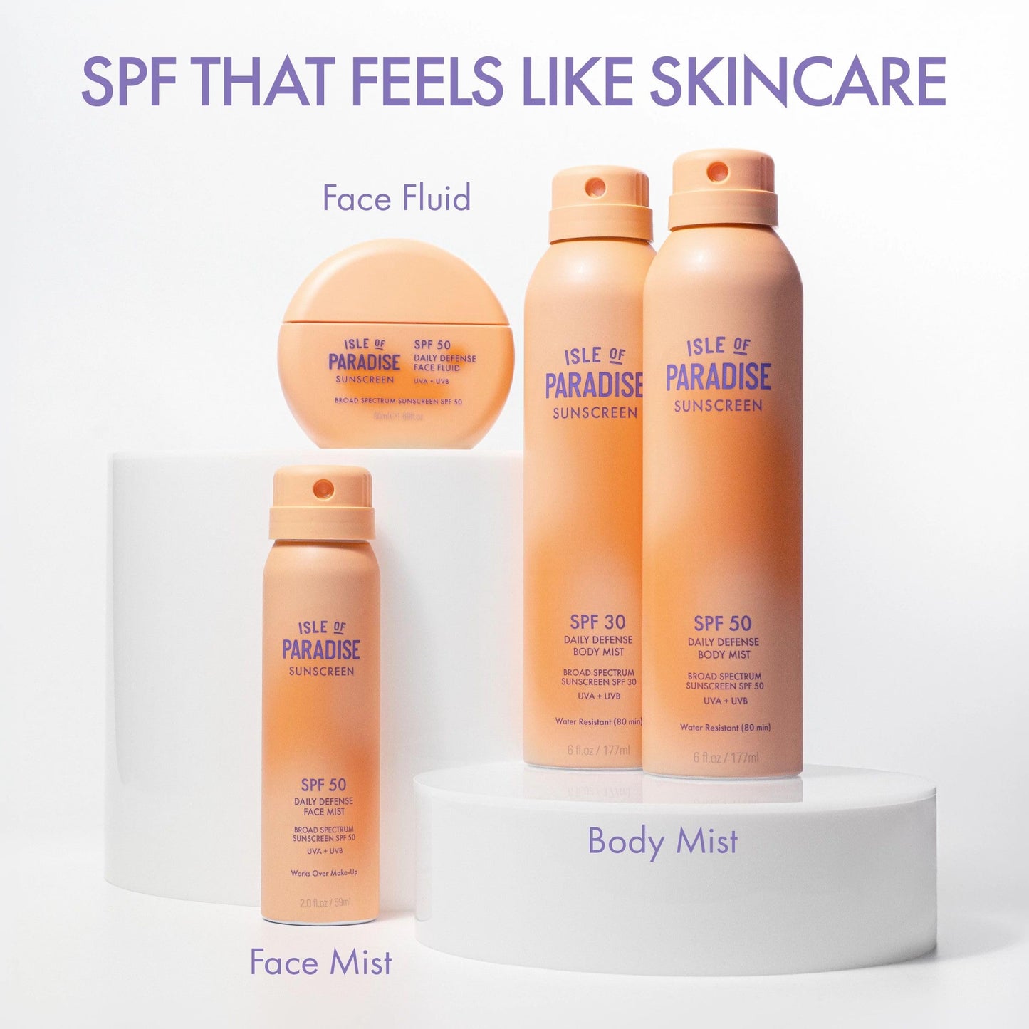Isle Of Paradise Daily Defense Face Mist SPF 50 Sunscreen, Broad-Spectrum UVA/UVB Protection, Weightless & Lightweight, Hydrating Spray Sunscreen for All Skin Types, 2 fl. oz