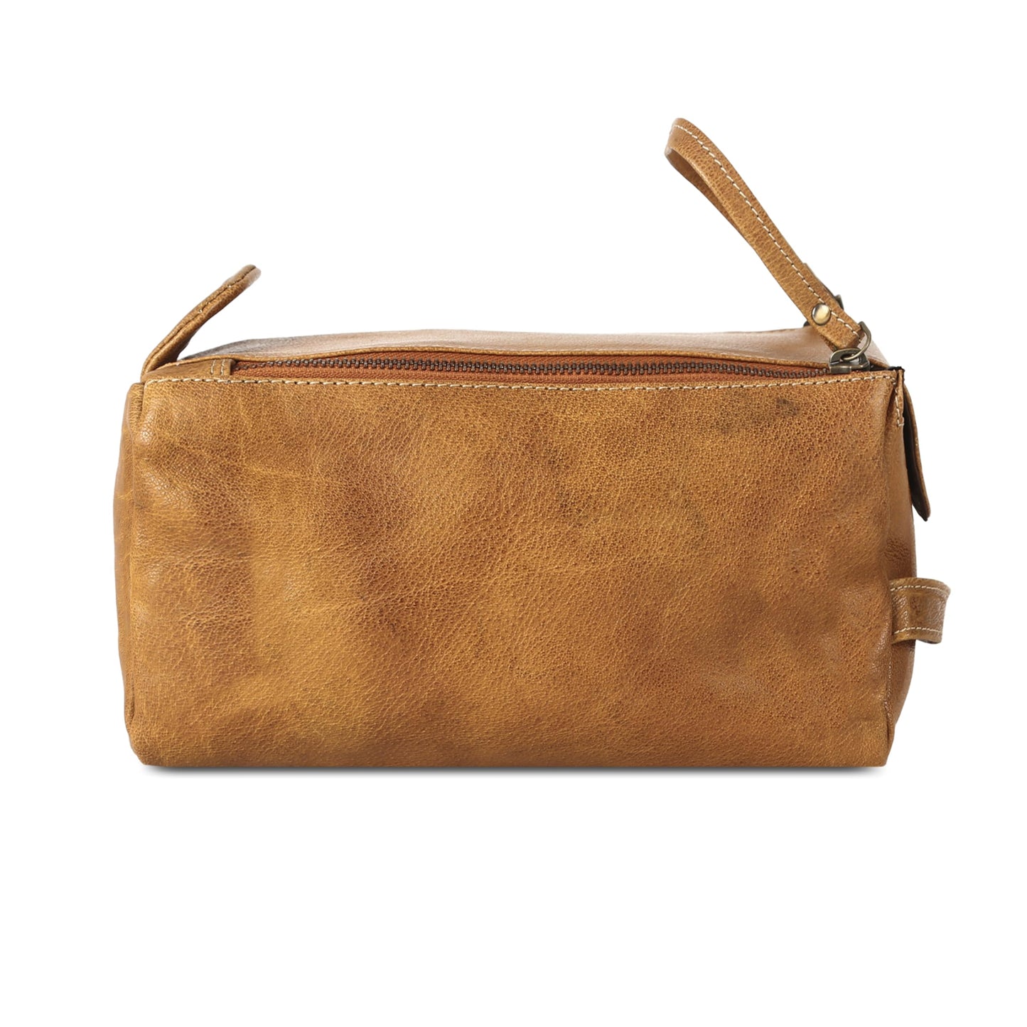 KomalC Premium Buffalo Leather Toiletry Bag for Men & Women With Water resistant Lining, Grooming Travel Pouch, Unisex Wash Bag for Toiletries, Gifts for Men and Women