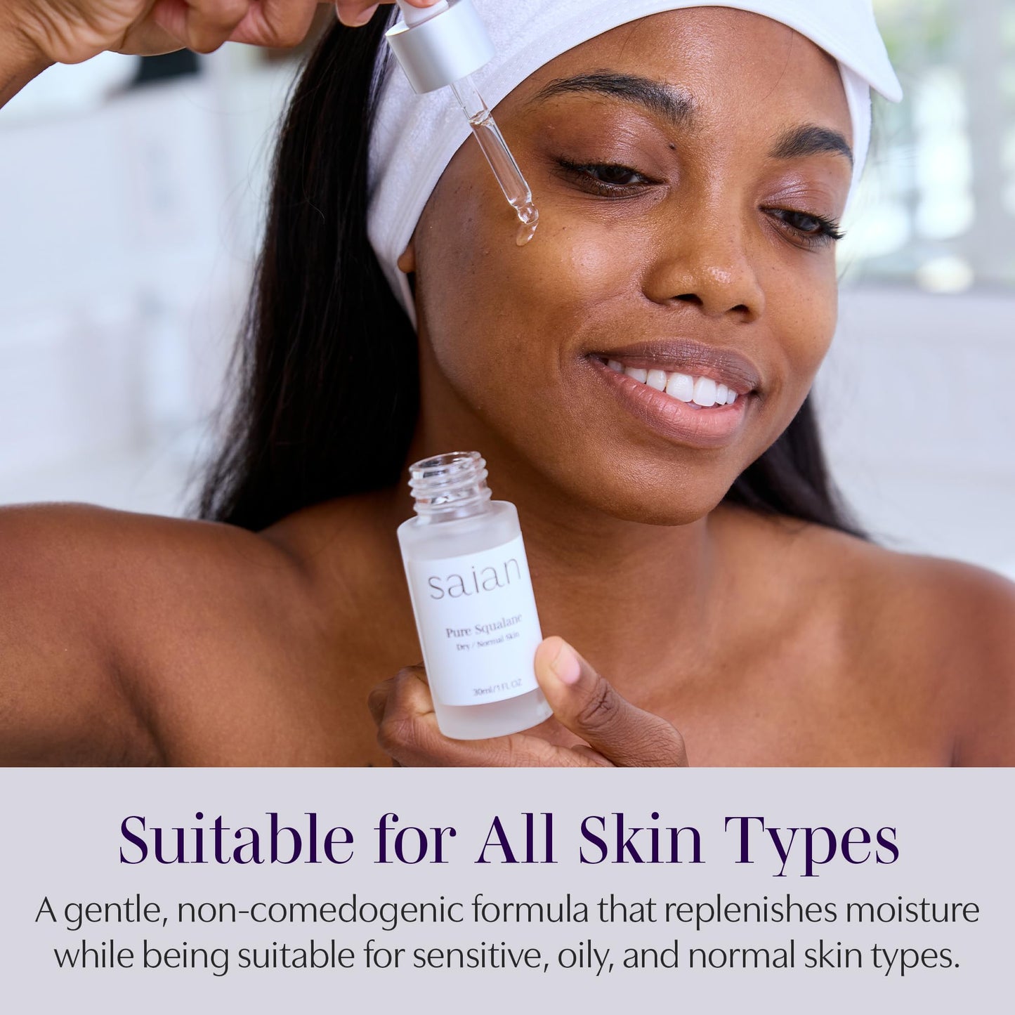 Saian Pure Squalane Oil for Face - Olive-Derived Facial Moisturizer for Dry, Sensitive, or Oily Skin - Hydrating, Non-Greasy, Gentle Skincare Essential for Daily Barrier Support & Radiant Glow - 30 ml