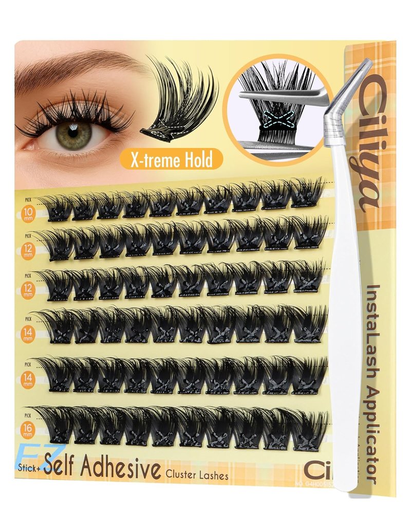 Self Adhesive Eyelashes - Cluster Lashes 10-16mm | Pre-Glued Wispy Extensions for Long-Lasting Wear