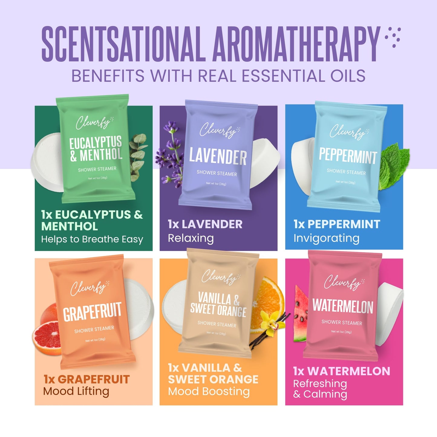 Cleverfy Shower Steamers Aromatherapy - Birthday Gifts for Women, Mom, Wife, Grandma, Her, Best Friend, Daughter, Sister, Teens & Girlfriend - 6 Tablets