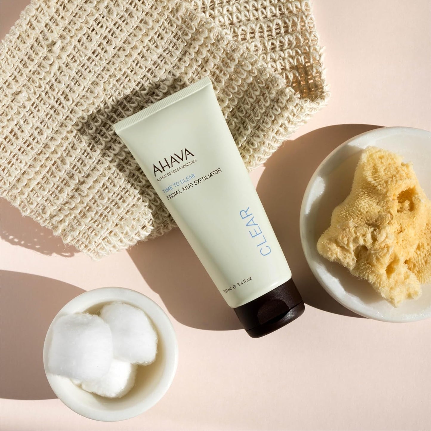 AHAVA Facial Mud Exfoliator - Gentle Scrub with Dead Sea Mud & Vitamin E | 3.4 Fl. Oz for Radiant Skin