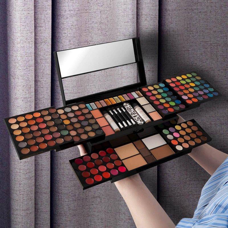 All In One 132 Color Makeup Kit, Professional Case, Teen Girls Set, Multicolor Eyeshadow Palette (006N1-Pink)