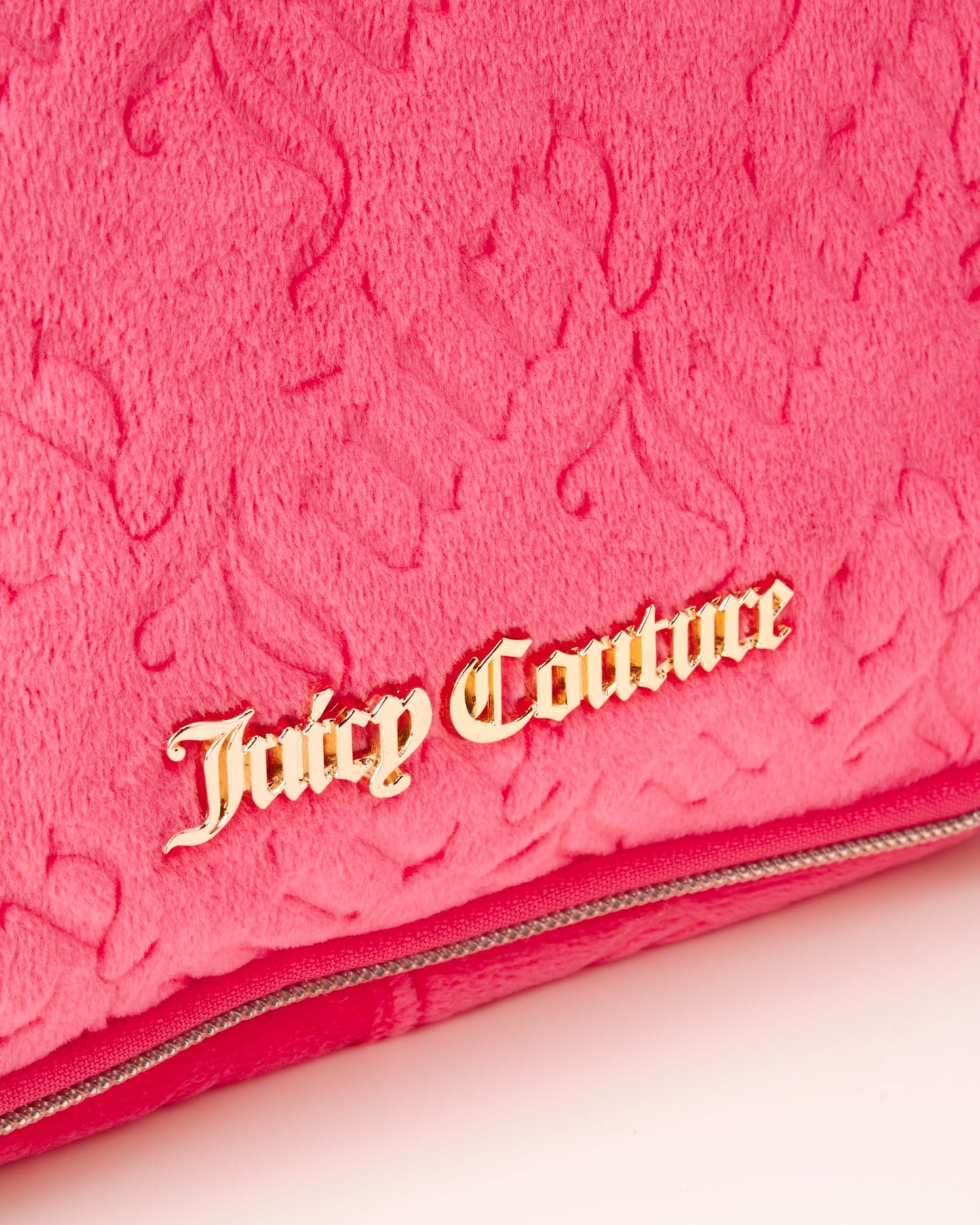 Juicy Couture Silver Makeup Bag Cosmetics Organizer Travel Essentials Hanging Hook Shiny Puffer Heart
