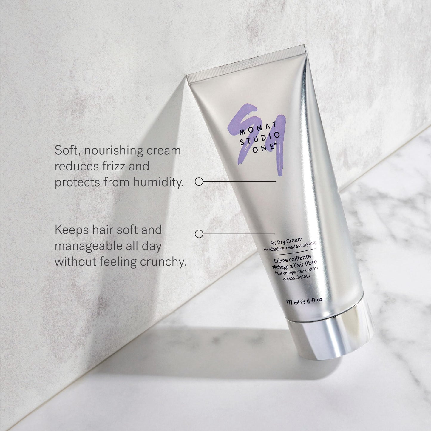 MONAT STUDIO ONE™ Air Dry Cream - Soft, Hair Styling Cream for touchable hold and Humidity Protection. Hair Frizz Control for All-Hair Types and no heat needed - Net Wt. 177 ml / 6 fl. oz.