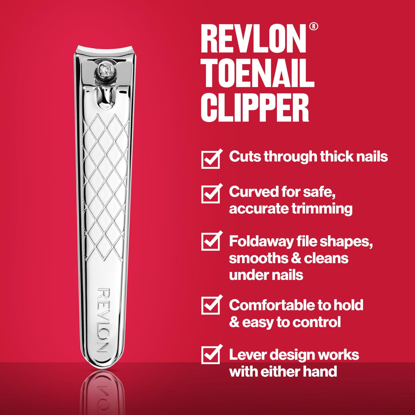 Revlon Toenail Clipper with File, Nail Care Tool with a Curved Blade for an Accurate Trimming and Grooming, Easy to Use (Pack of 12)