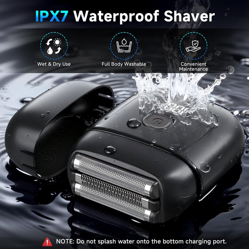Electric Foil Shavers for Men: Mini Electric Razor with 3 Floating Blades, IPX7 Waterproof Foil Shaver, USB-C Rechargeable Shavers for Men with Travel Lock, Compact Grooming Gift for Home & Travel