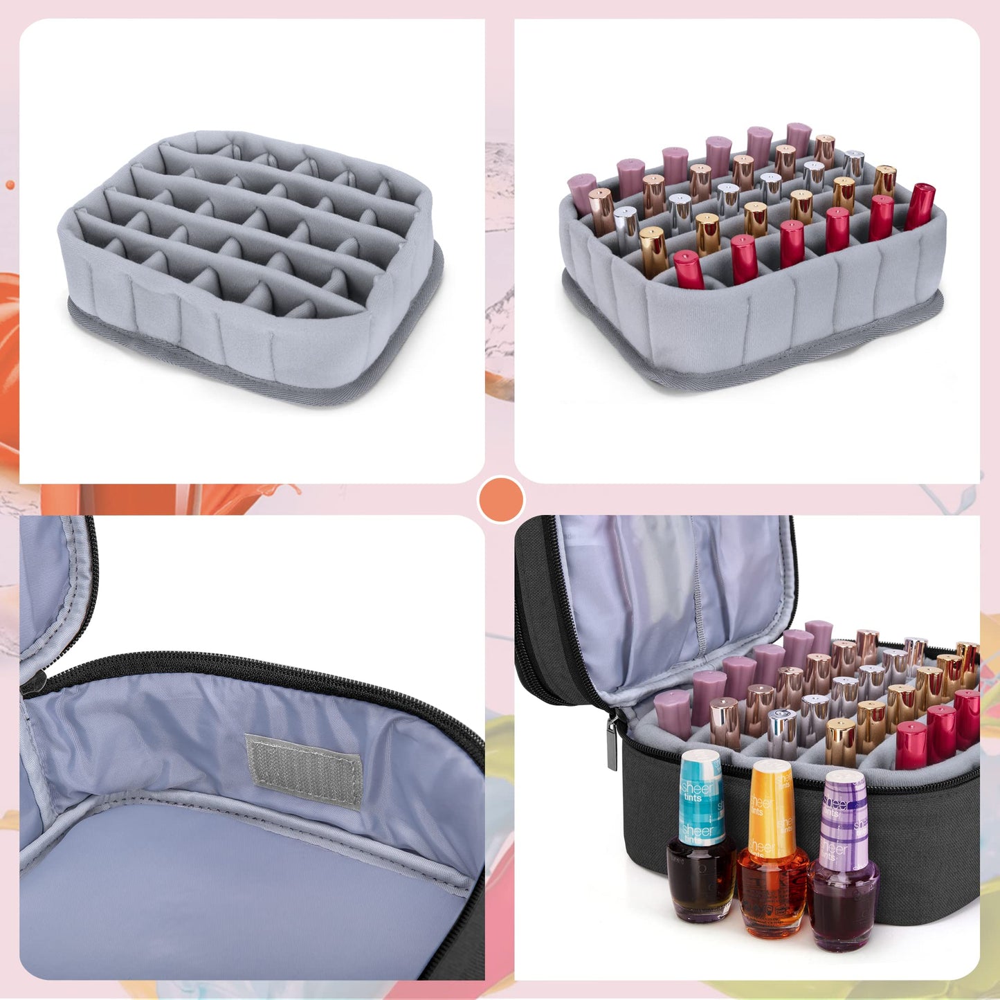 LUXJA Double Layer Nail Polish Carrying Case Holds 30 Bottles, Black