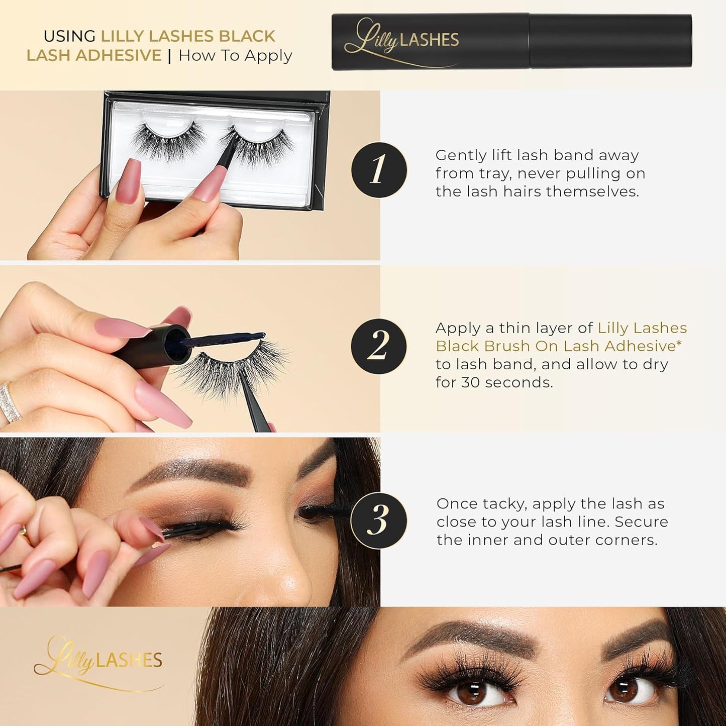Lilly Lashes 3D Mink Eyelashes - Wispy & Natural Look, Reusable Up to 25x | Fluffy Strip Lashes