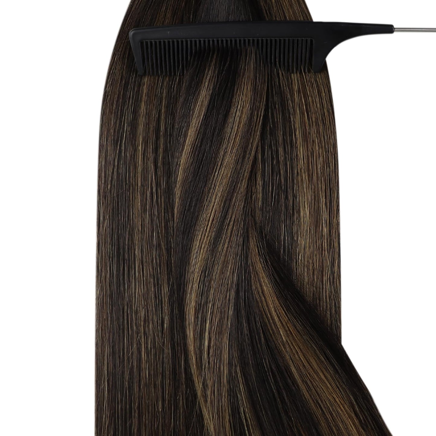 YoungSee Nano Tip Hair Extensions Real Human Hair Balayage Brown 22in Nano Ring Hair Extensions Human Hair Balayage Dark Brown Mix Medium Brown 50g 50 Strands Nano-Beads Extension for Natural Looking