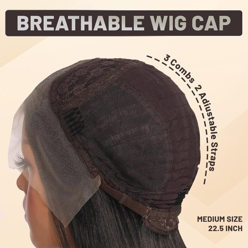 Glueless 13x4 HD Lace Front Wig - Pre-Plucked Long Wavy Style for Black Women | 26-Inch 1B Black