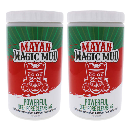 Mayan Magic Mud Powerful Deep Pore Cleansing Calcium Bentonite Clay - 4 lbs (2 Pc) - Bulk Natural Face Mask Peel for Men and Women - USA Made Full Facial Skin Care - Spa Skin Cleanser Beauty Products