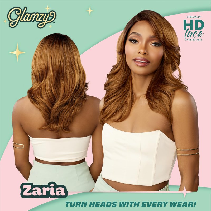 Sensationnel Glamzy Lace Part Wigs - Zaria Glueless Hand Tied Wider Parting Synthetic Hair (2 DARKBROWN)
