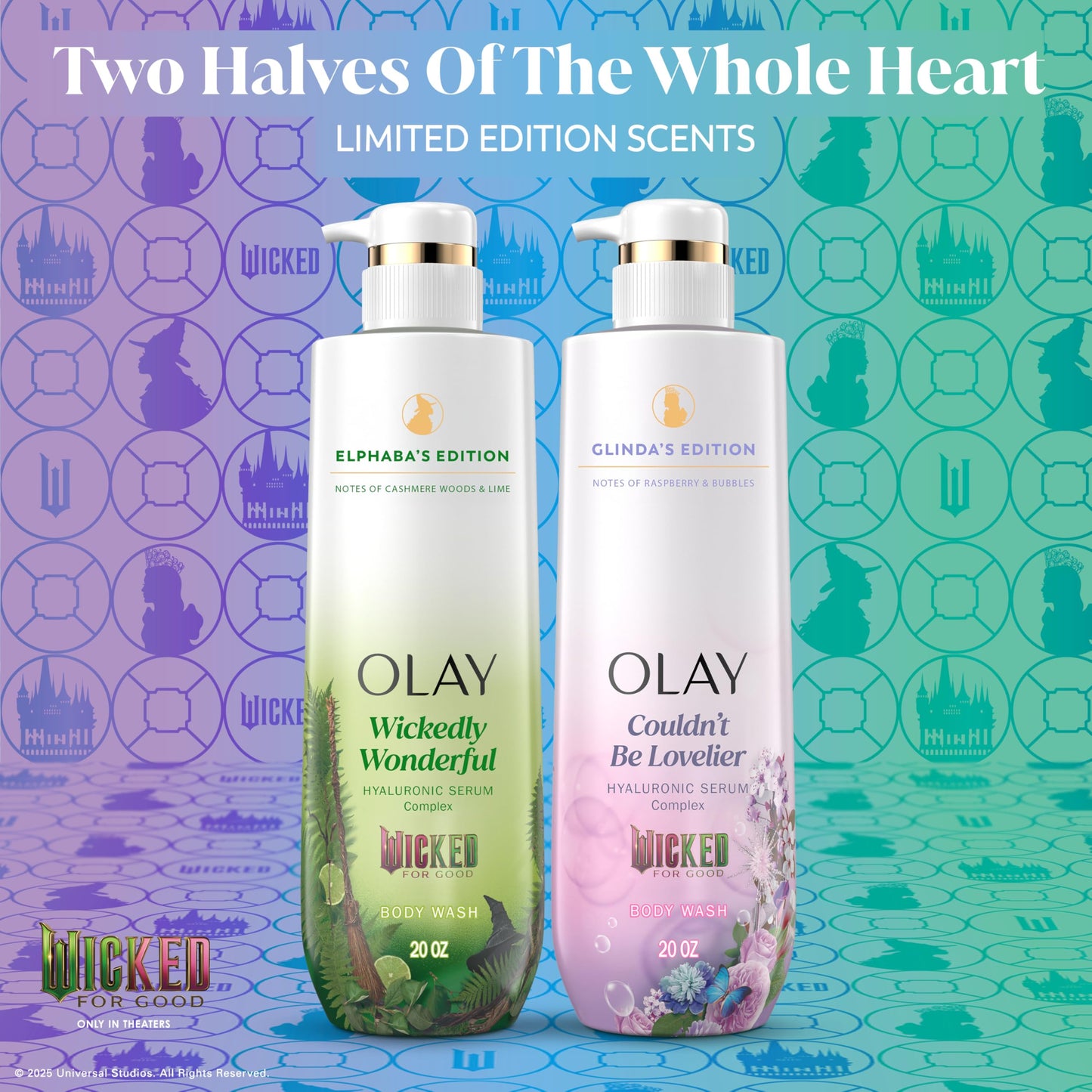Olay Body Wash for Women, Couldn't Be Lovelier Glinda's Edition, Intensely Hydrating & Renewing, Pro-Hyaluronic Acid Serum & Vitamin B3, All Skin Types, Raspberry & Bubbles Scent, 20 fl oz (Pack of 2)