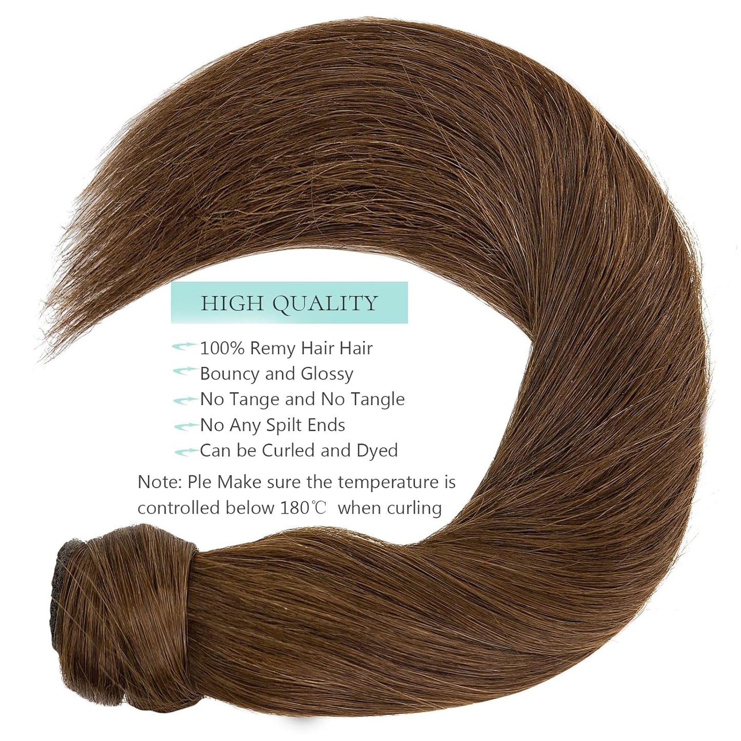 Loxxy Human Hair Ponytail Extension - Chocolate Brown Clip-In Wrap Around 16 Inch, 80g Long Straight Hair