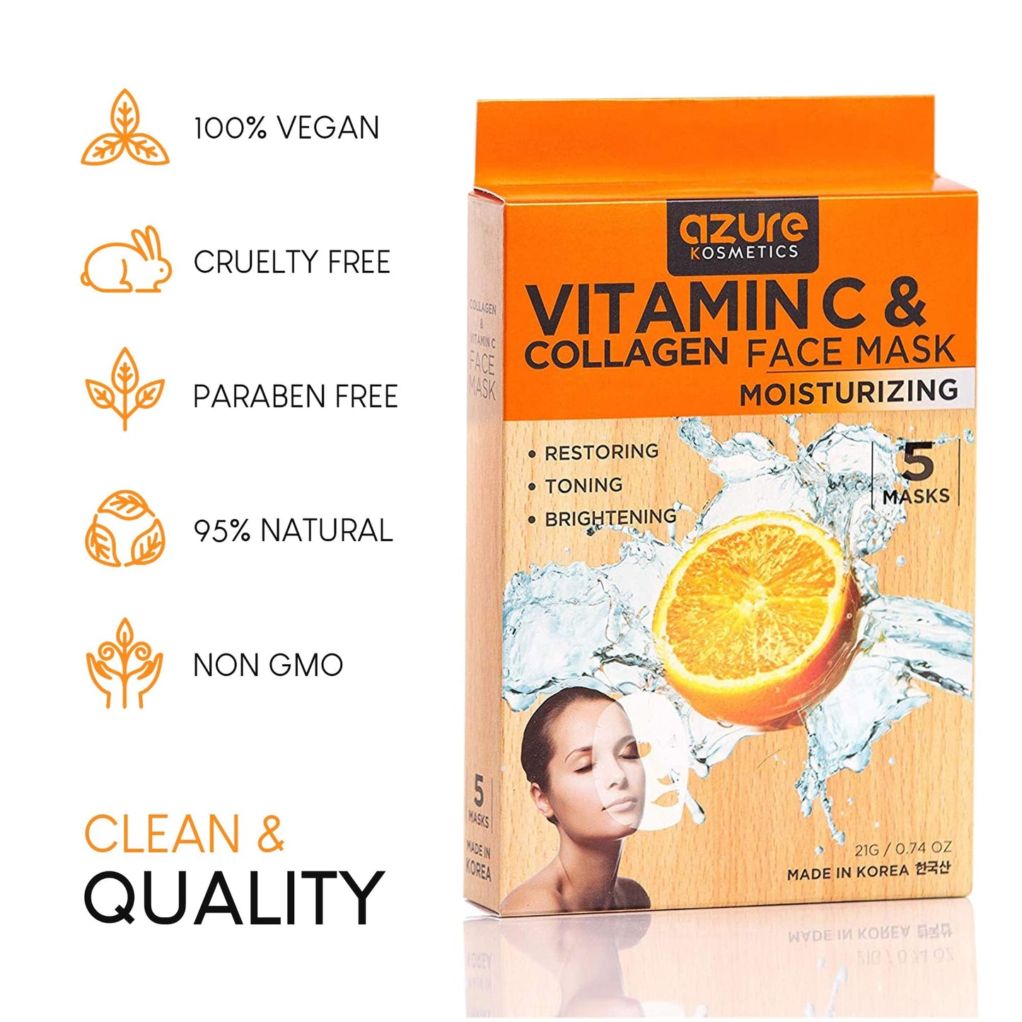 Azure Cosmetics 24K Gold, Caviar, Vitamin C, Hyaluronic Acid, Retinol & Collagen Anti-Aging Face Mask - Ultimate Variety Pack of 20 - Dermatologist Tested - Hydrating & Firming - Korean Skin Care
