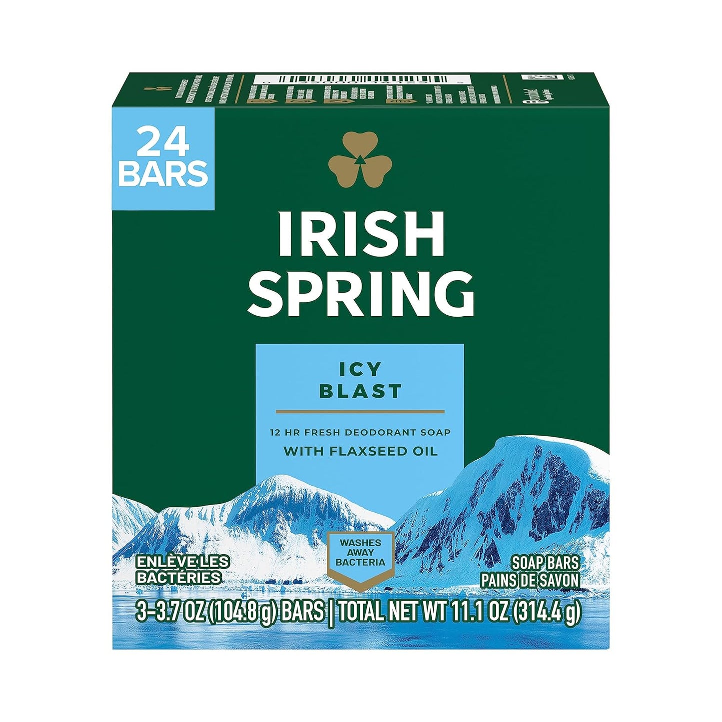 Irish Spring Bar Soap for Men - Moisture Blast, Fresh Scent | 3.7 Oz, 24 Pack