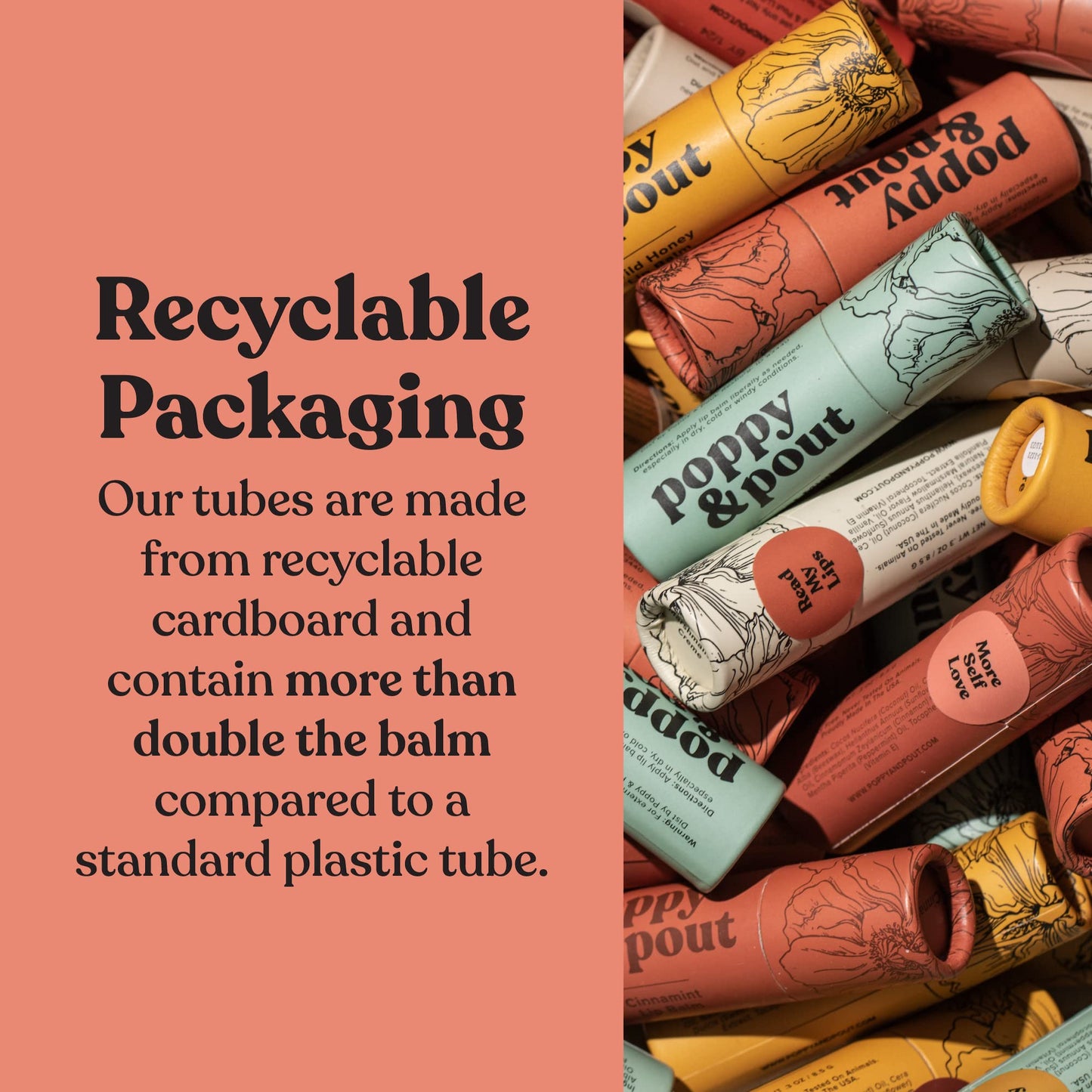 Jumbo Lip Balm Gift Set (5-Pack) | Poppy & Pout All Natural Lip Balms & Moisturizers | Hydrates with Beeswax, Vitamin E, Organic Coconut Oil | Cruelty-Free | Lip Balm in Recyclable Cardboard Tube